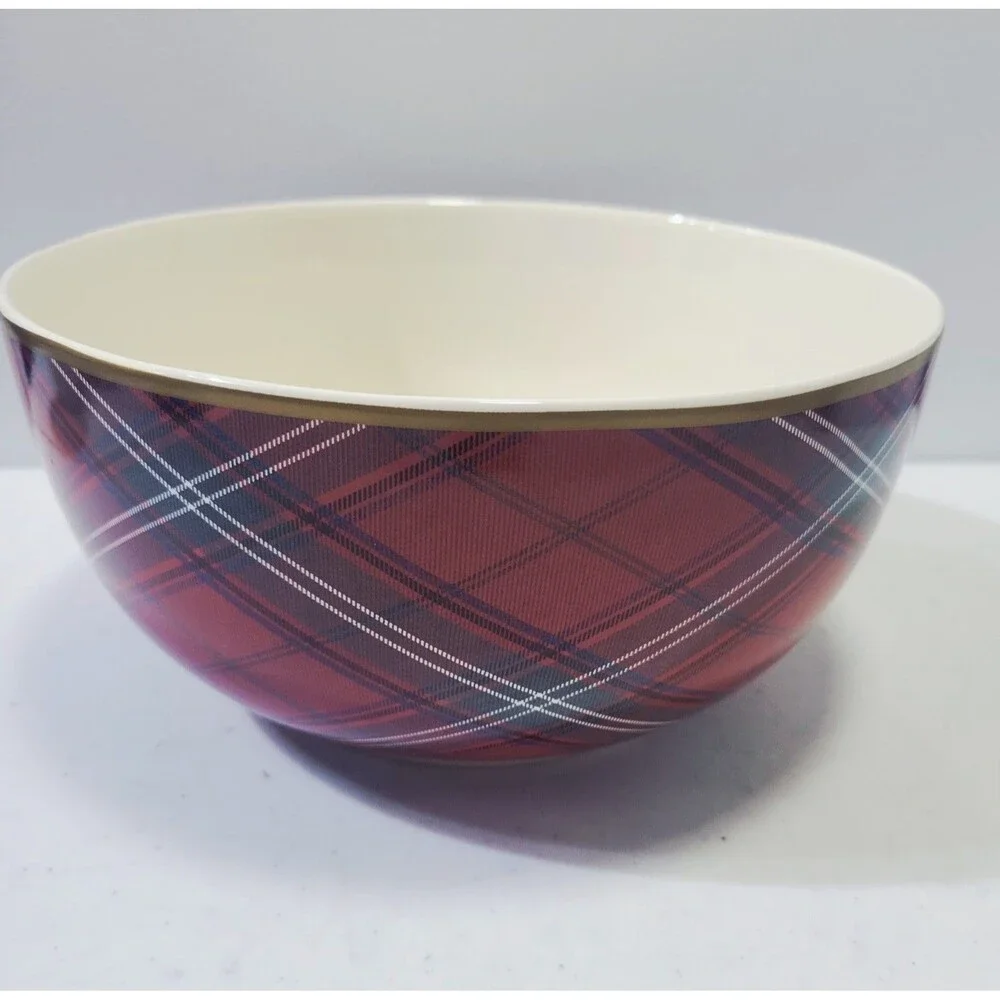 Williams Sonoma Mixing Bowl Tartan Plaid 8.75